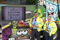 Martin Sollis from AES and Councillor Sav Scalise with the converted Dennis Eagle vehicle.