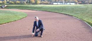 Councillor Deaville at the newly refurbished exercise track in Birchall
