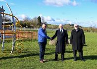 Deputy Leader of the District Council, Councillor Mark Deaville, at the Biddulph Moor site with District ward Councillor John Jones and Biddulph Town Councillor David Hawley.